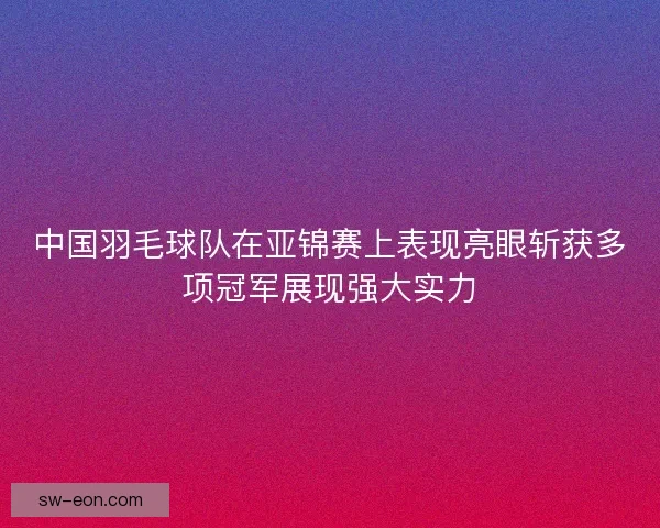 中国羽毛球队在亚锦赛上表现亮眼斩获多项冠军展现强大实力